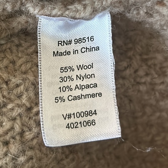 Coldwater Creek Tan Cashmere Blend Cowl Neck Dolman Sleeve Sweater - 10 / 12 - Picture 9 of 10